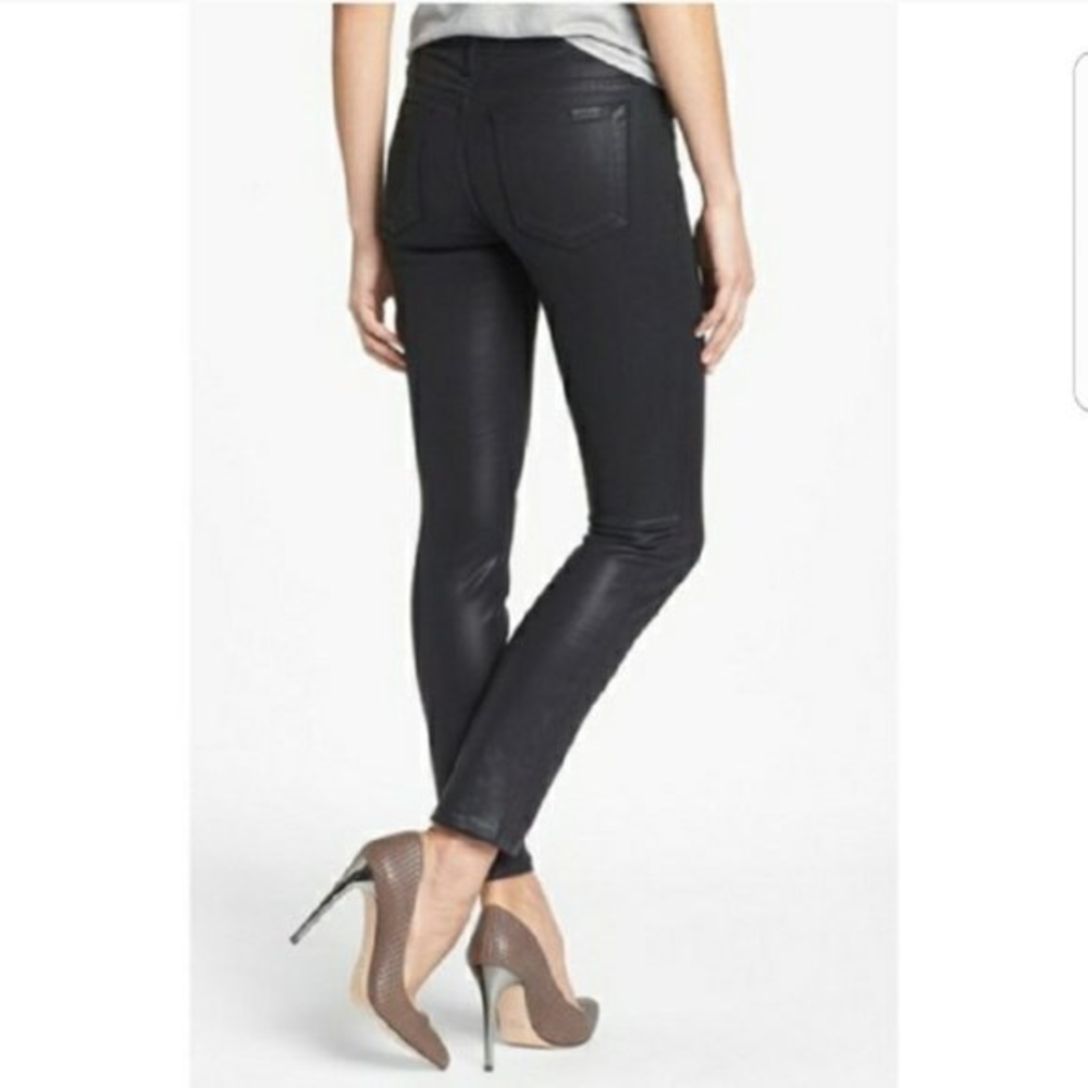 Joe's Jeans Charlie Coated Mid Rise Black Skinny Ankle Jeans Legging‎ 27